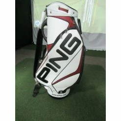 BUBBA WATSON EDITION PING STAFF CART BAG 6 WAY DIVIDER WITH STRAP WHITE/MAROON